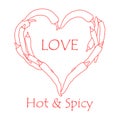 Heart of hot chilli peppers. Valentine's Day