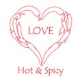 Heart of hot chilli peppers. Valentine's Day