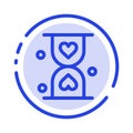 Heart, Hourglass, Glass, Hour, Waiting Blue Dotted Line Line Icon