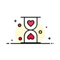 Heart, Hourglass, Glass, Hour, Waiting Business Flat Line Filled Icon Vector Banner Template