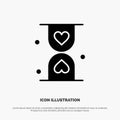 Heart, Hourglass, Glass, Hour, Waiting solid Glyph Icon vector