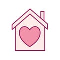 Heart in house line and fill style icon vector design