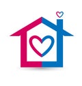 Heart house logo vector design