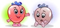 Heart Human Internal Organ Healthy Vs Unhealthy, Medical Anatomic Funny Cartoon Character Pair In Comparison Happy Against Sick An