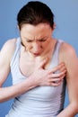 Heart attack woman queasy work illness stress Royalty Free Stock Photo