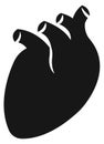 Heart icon. Black human organ. Anatomy sign
