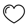 Heart icon. Black linear love symbol. Heart shape isolated