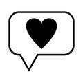 Heart icon in bubble dialog, chat love symbol.