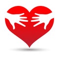 Heart icon with caring hands logo