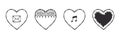 Heart icon collection. Hearts drawn by hand with various signs. Vector images Royalty Free Stock Photo