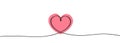 Heart icon continuous one line drawing minimalism concept of love