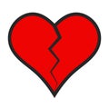 Heart icon crack divided in half, vector broken heart symbol of parting separation, concept of broken love, unhappy love Royalty Free Stock Photo