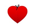 The heart icon with the dashed cut lines with scissors