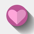 Heart icon flat design drop down shadow, esp10