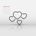 Heart icon in flat style. Love vector illustration on white isolated background. Romantic business concept