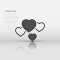 Heart icon in flat style. Love vector illustration on white isolated background. Romantic business concept