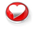 Heart icon on glossy red round button Royalty Free Stock Photo