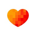 Heart, Icon of love, human health. Red heart icon with pixel pattern on white background