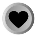 Heart icon metal silver round button metallic design circle isolated on white background black and white concept illustration