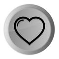 Heart icon metal silver round button metallic design circle isolated on white background black and white concept illustration