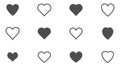 Heart icon. Outline love vector signs isolated on a background. Gray black graphic shape line art for romantic wedding  or Royalty Free Stock Photo