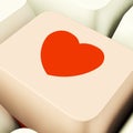 Heart Icon On Pink Computer Key Showing Love And Romance For Val Royalty Free Stock Photo