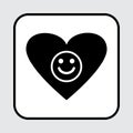 Heart icon. Positive smile in heart. Vector illustration