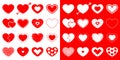 Heart icon set. Happy Valentines day sign symbol template. Different shape. Arrow, dash line. Paper and scribble line effect. Flat Royalty Free Stock Photo