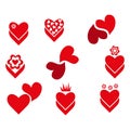 Heart icon set isolated on white background. Flat style love symbol Royalty Free Stock Photo