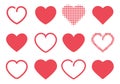 Heart icon set. Love and like pink symbols isolated on white background Royalty Free Stock Photo