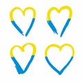 Heart Icon Set in Ukraine National Colors Royalty Free Stock Photo