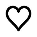 Heart icon. Symbol of love and Saint Valentines Day. Simple flat black thick outline vector shape Royalty Free Stock Photo