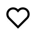 Heart icon. Symbol of love and Saint Valentines Day. Simple flat black thick outline vector shape Royalty Free Stock Photo