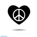 Heart icon. Symbol of love. Valentine. Pacific. Graphic web design, logo. Black coal. Vector. Lot of soot. Shadow. Disarmament. Re