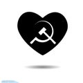 The heart icon. Symbol love. Valentine s Day. The hammer and sickle. Flat style for graphic and web design, logo. Black as coal. F