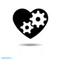 Heart icon. A symbol of love. Valentine s day with the sign of the gears inside. Flat style for graphic and web design, logo. Rota Royalty Free Stock Photo