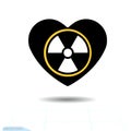 Heart icon. A symbol of love. Valentine s day with the sign of the Radioactive contamination symbol. Flat style for graphic and we Royalty Free Stock Photo
