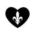 The heart icon. A symbol of love. Valentines Day. Fleur-de-lys, Heraldic Lily. Graphic and web design, logo. Vector monochrome. Ro