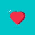 Heart icon vector illustration in flat cartoon style isolated, 3d happy heart with heartbeat