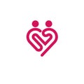 Heart icon vector logo, relations symbol