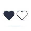 Heart Icon Vector. Outline and full hearts. Love symbol. Royalty Free Stock Photo