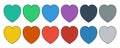 Heart Icon Vector Twelve variations in style flat on white background.