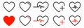 Heart icons isolated vector signs. Collection of vector heartbeats signs or linear icons. Cardiogram heart concept. Royalty Free Stock Photo