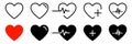 Heart icons isolated vector signs. Collection of vector heartbeats signs or linear icons. Cardiogram heart concept Royalty Free Stock Photo