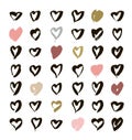 Heart Icons Set, hand drawn icons and illustrations for valentines and wedding Royalty Free Stock Photo