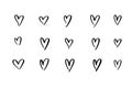 Heart Icons Set, hand drawn icons and illustrations for valentines and wedding Royalty Free Stock Photo