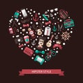 Heart illustration of modern flat design hipster