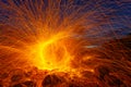 steel wool fire work on the rock Royalty Free Stock Photo