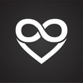 Heart infinity symbol icon on black background for graphic and web design, Modern simple vector sign. Internet concept. Trendy Royalty Free Stock Photo