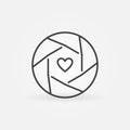Heart inside Camera Shutter vector outline concept icon Royalty Free Stock Photo